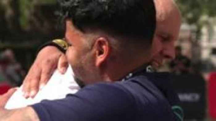 Watch: Fathers of Southport victims finish London marathon in emotional tribute