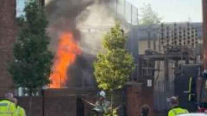 Large fire breaks out at electricity substation