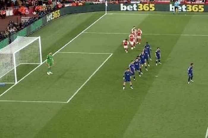 Fans mock Arsenal’s ‘rugby’ set piece as VAR disallows goal vs PSG for ‘obvious’ reason