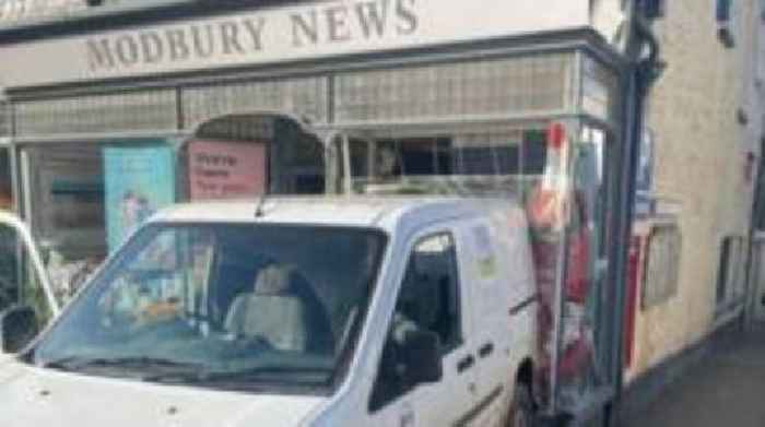 Empty van crashes into Devon post office