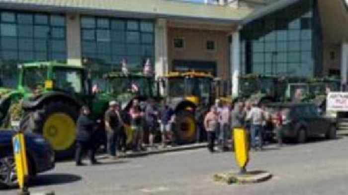 Farmers hold tax protest outside BBC building
