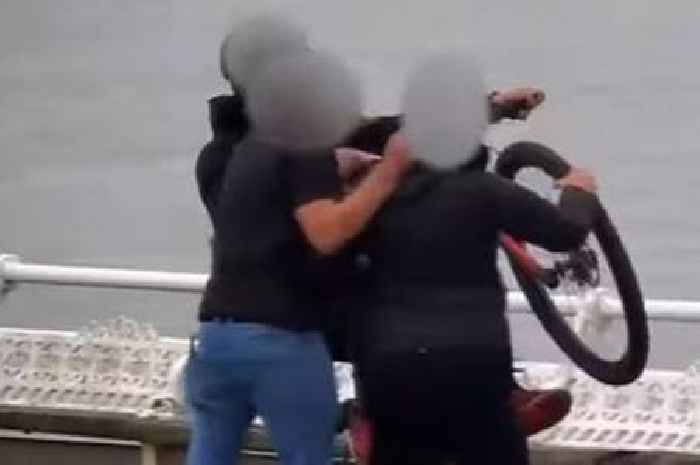 E-bike riders crash into police on Torquay pier