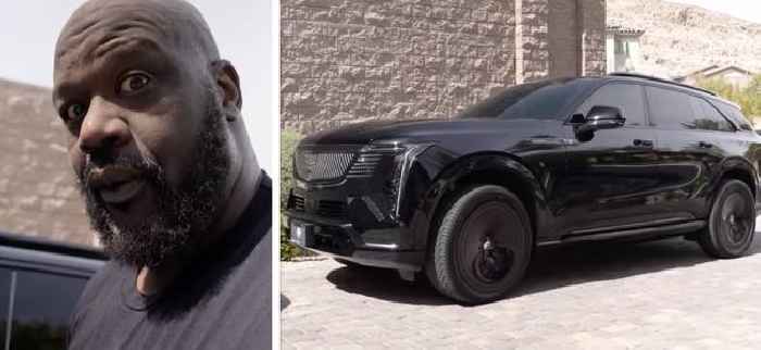 Shaquille O'Neal Tries On a Cadillac To See if It Fits Him
