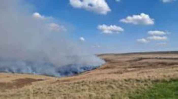 Firefighters tackle moorland blaze near M62