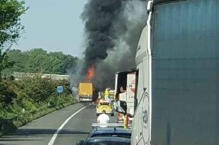 Live Kent M20 traffic updates as lorry fire blocks road in both directions