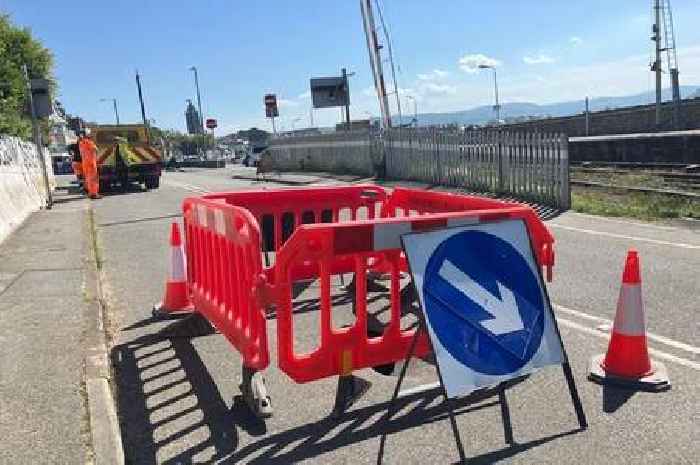 Pictures show the 'large sinkhole' that appeared at Welsh train station
