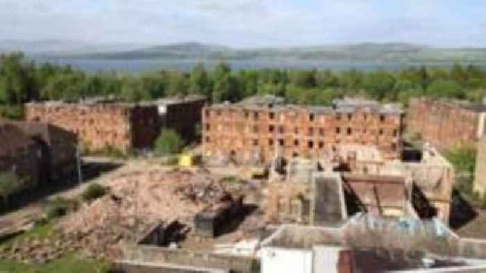 Workers hurt by falling masonry in demolition of derelict estate