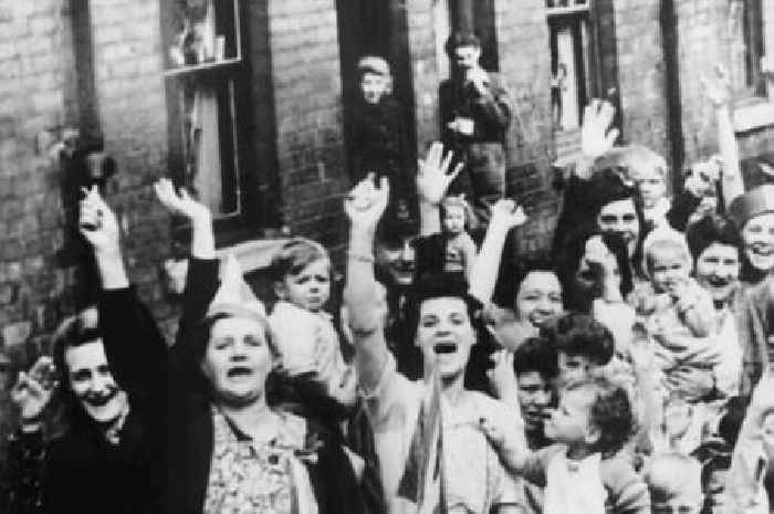 Headlines in the Grimsby Telegraph from VE Day in 1945