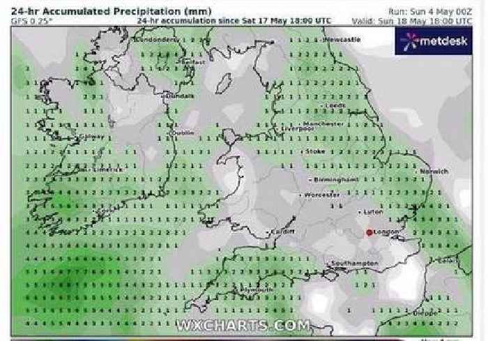 Weather map shows exact date 'rain bomb' to hit UK