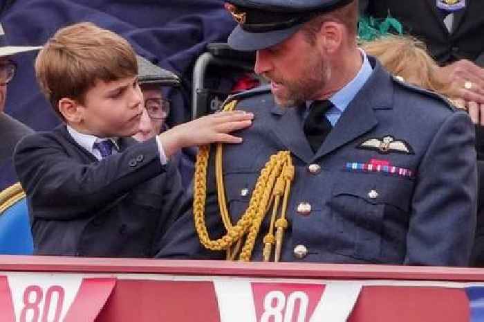 Pictured crowds delighted to see Prince George, Princess Charlotte and cheeky Prince Louis at VE Day celebrations