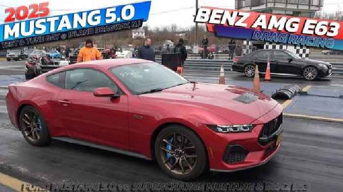 2025 Ford Mustang GT Drags Mercedes-AMG E 63 and Supercharged Mustang. It's Over in 11s 