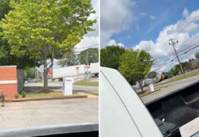 Man Offers Hilarious Commentary As He Films Train Crashing Through Semi