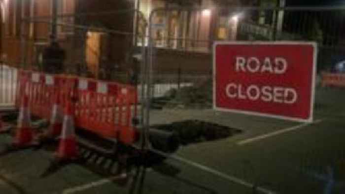 Major route closed after hole appears in road