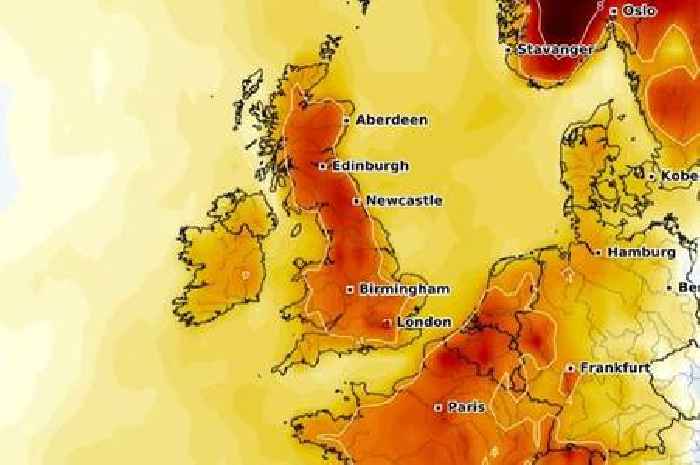 Exact date UK set for two-day heat surge as weather maps turn red