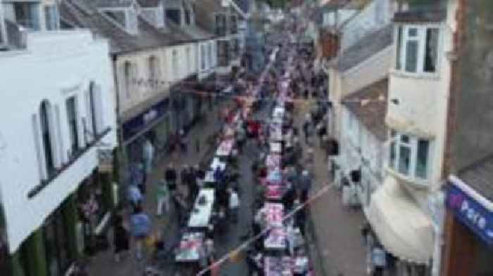 What is happening in Devon and Cornwall on VE Day?