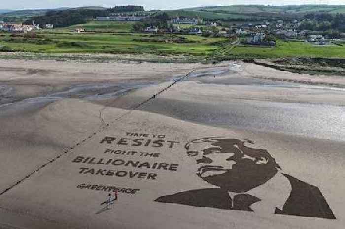 Anti-Trump artwork appears on beach outside US President's luxury golf resort in Ayrshire