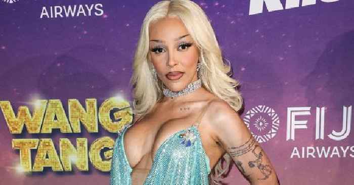 Doja Cat Rocks Barely There Sequined Blue Dress to iHeartRadio's Wango Tango: Photos