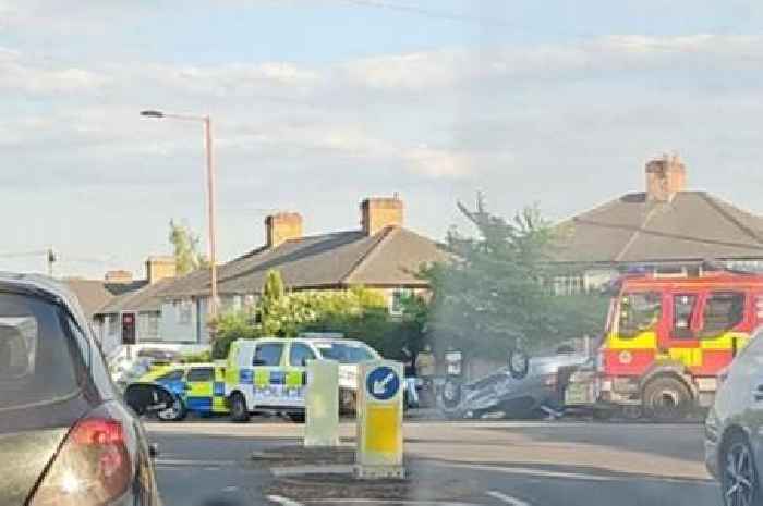 Driver injured in Birmingham hit-and-run crash which left car overturned