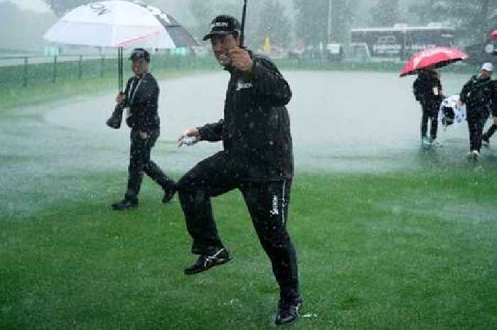 Golf star braves downpour and wild thunderstorms in astonishing PGA Championship practice round