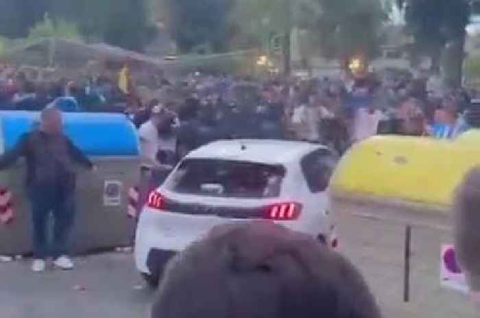 Football fans horror as supporters rammed by car before Espanyol Barcelona game