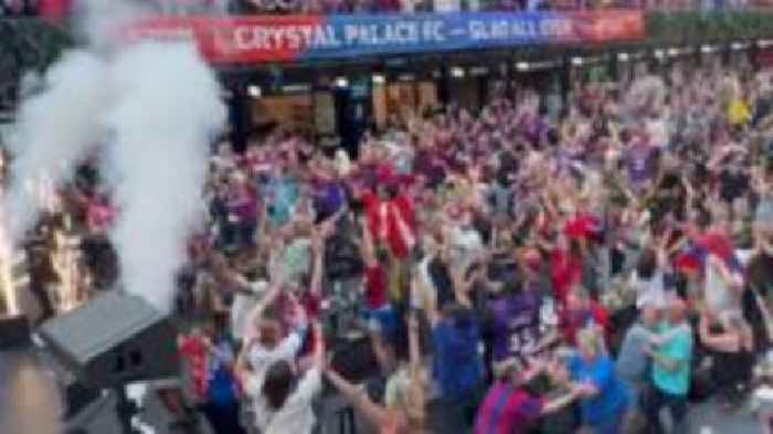 Drinks go airborne in Boxpark as Palace fans celebrate FA Cup win