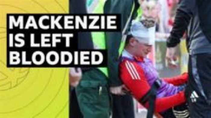 Watch Aberdeen's MacKenzie be hit by seat thrown by own fans