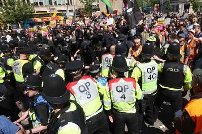 Live: Anti-fascist protesters in Bristol clash with police at march