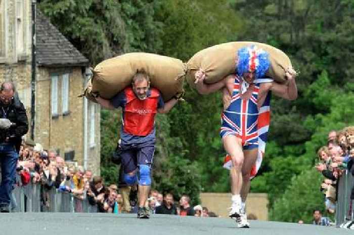 Tetbury Woolsack Races with festival atmosphere May Bank Holiday