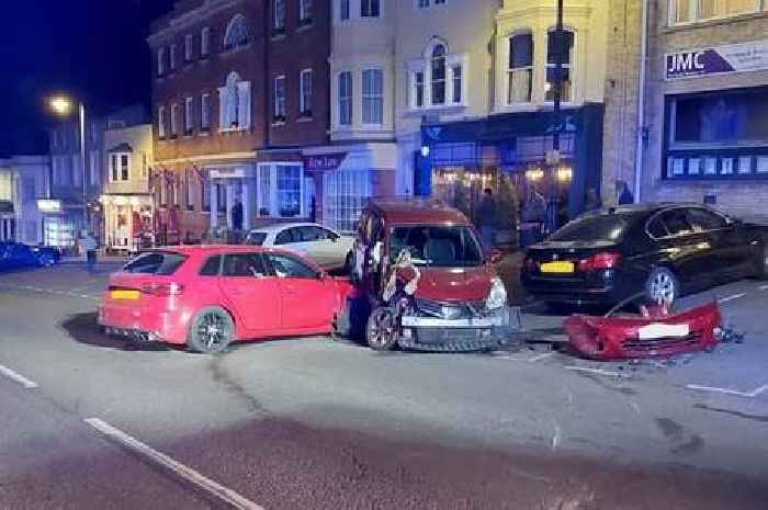 Two people flee from three-car crash that left one needing to be cut free