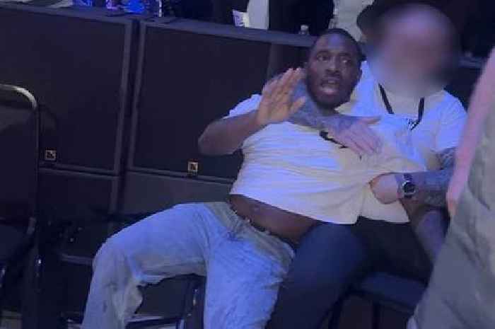 Rapper Konan held back by security during chaotic brawl at Misfits Derby boxing event