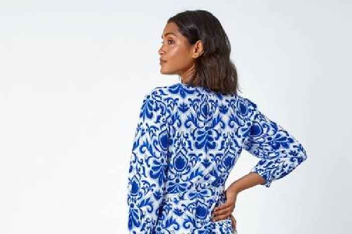 'Mamma Mia!' Roman's M&S lookalike blue and white belted shirt dress is perfect for summer