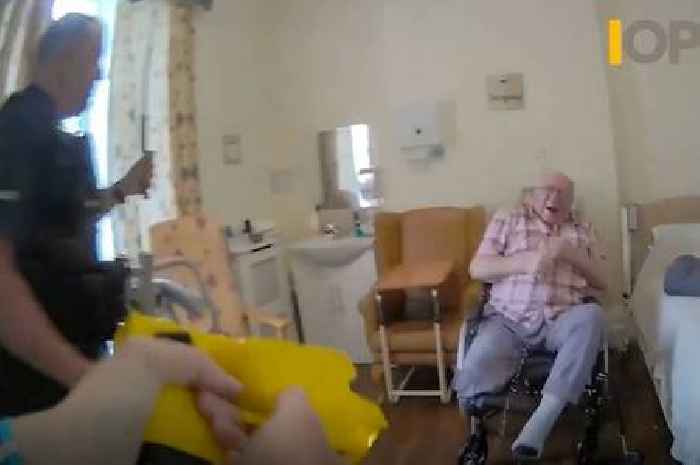 Moment one-legged man, 93, Tasered and sprayed with pepper spray by police at care home