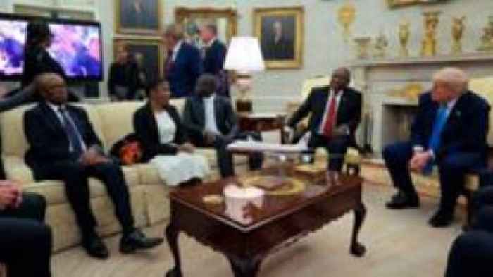 Watch: Moment Trump ambushes Ramaphosa with video