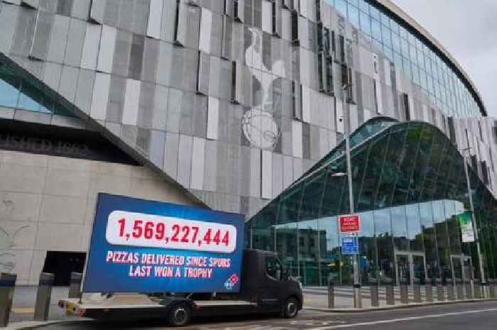 Domino's set up billboard at Spurs' ground marking time since trophy and it's huge