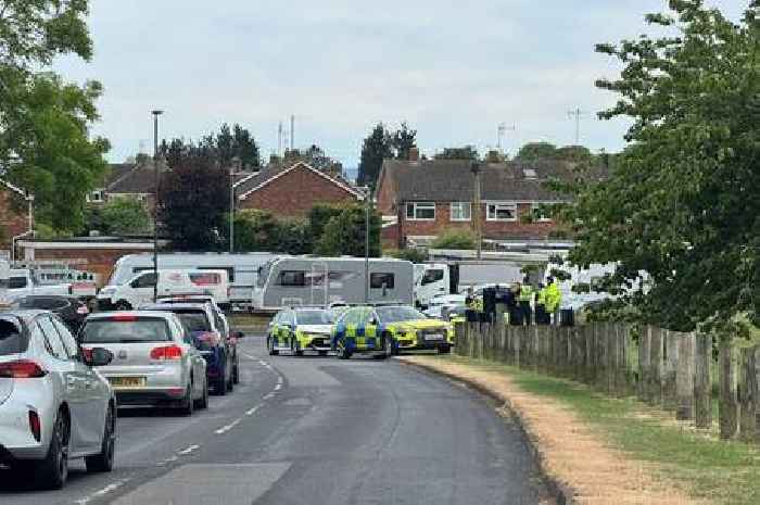 Live: Police at the scene as Travellers set up camp at Tewkesbury playing fields