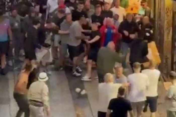Tottenham and Man Utd fans caught on camera brawling in Bilbao hours before Europa League final