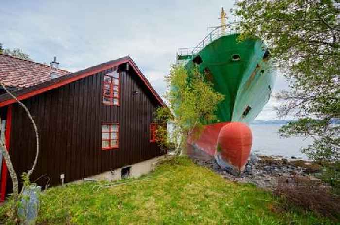 Man wakes up to find huge ship parked in his garden