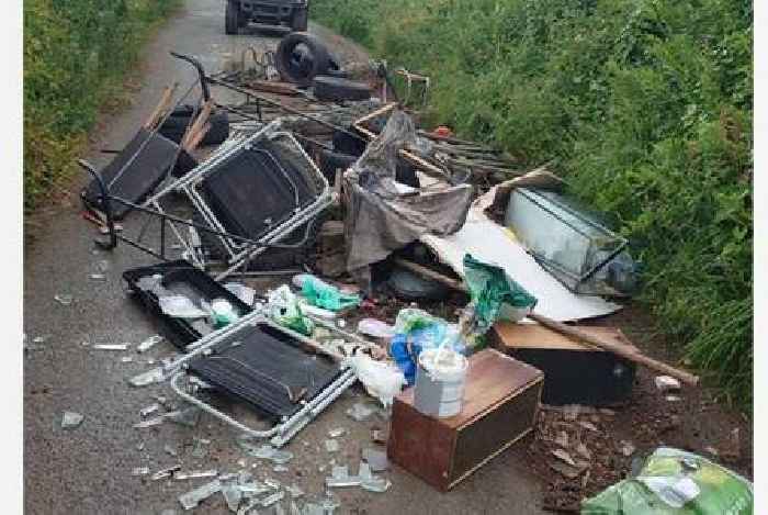 Fly-tippers dump rubbish and completely block Cornwall road