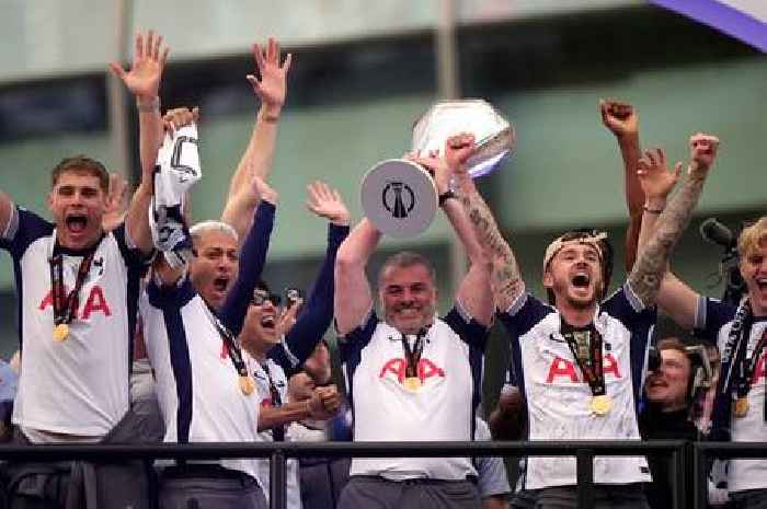 Tottenham supporters send Daniel Levy clear Ange Postecoglou sack message during trophy parade