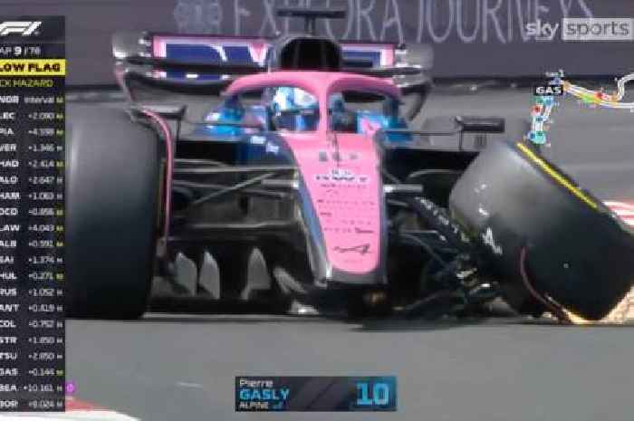 F1 star dubbed 'so dangerous' after crashing and driving round track with wheel hanging off