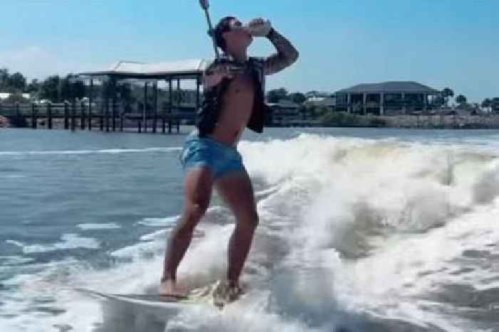 Louis Rees-Zammit catches cocktail can while water-skiing as Welshman lives dream with new partner