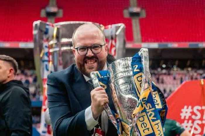 Former Birmingham City, Nottingham Forest, Notts County, Solihull Moors and Cheltenham Town man celebrating promotion to League One with AFC Wimbledon