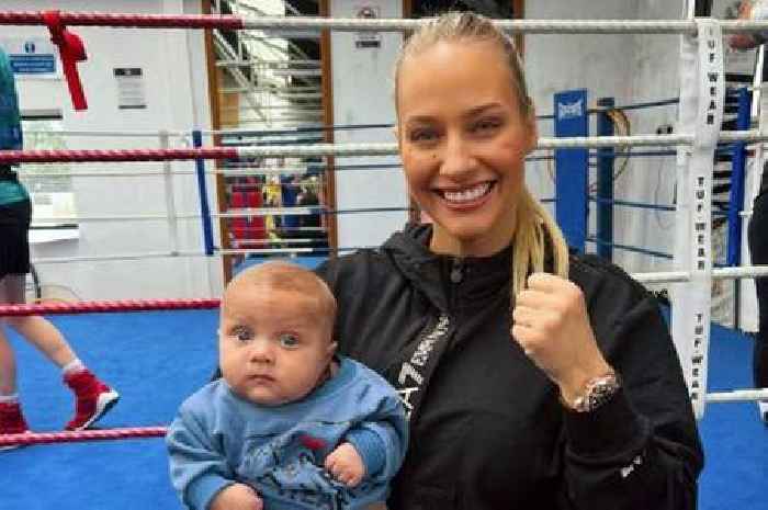 Ebanie Bridges back in boxing ring and starts training with new baby also at the gym