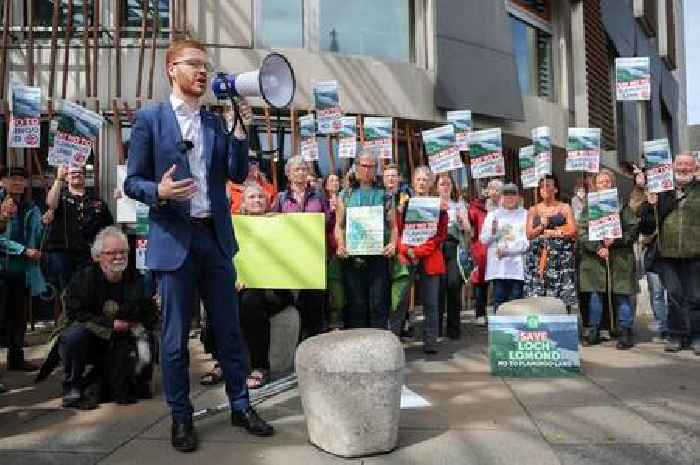 Save Loch Lomond campaign protests at Scottish Parliament over 'shameful' Flamingo Land plan