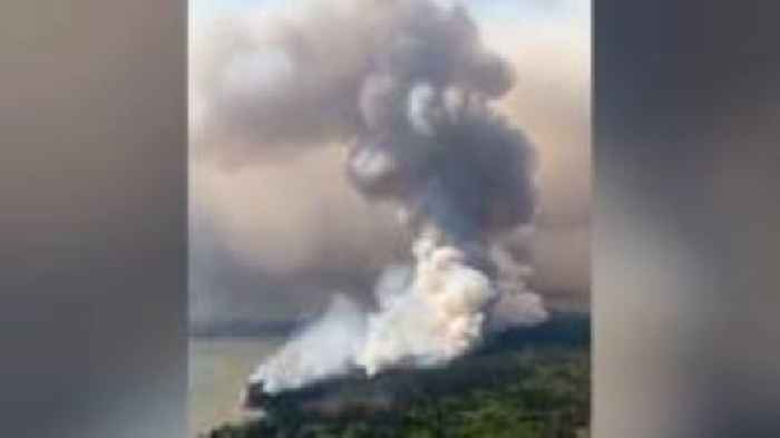 Aerial footage shows massive smoke plumes from Canadian wildfires
