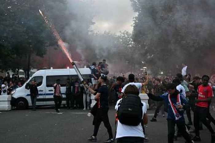 Paris Saint Germain fans riot near ground as fires set and missiles thrown at police