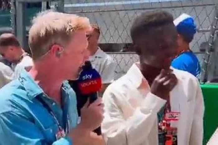 Bukayo Saka refuses Sky interview in awkward interaction as England stars at F1 Spanish GP