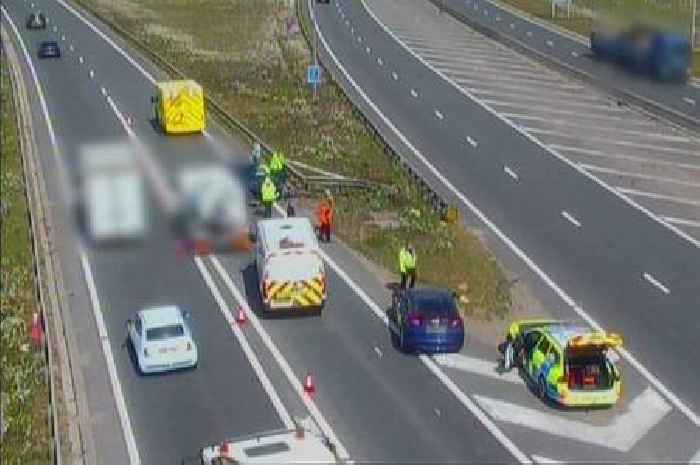 Man injured in crash involving lorry and car on Cambridgeshire A14
