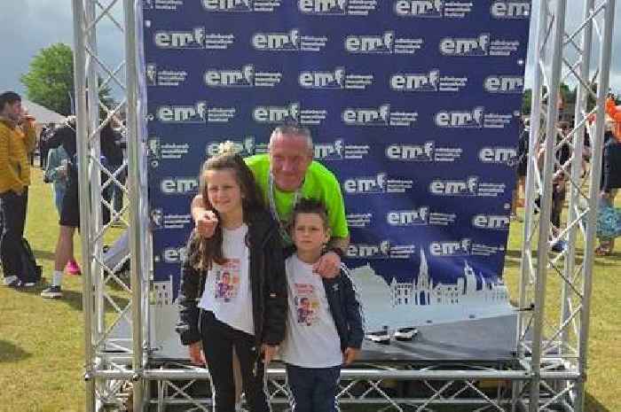 Ella-Rose waiting at the finish line to greet West Lothian man running half-marathon to support her
