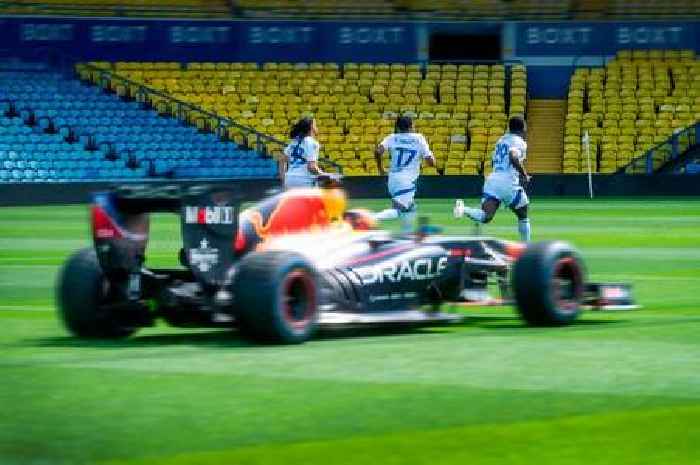 Premier League players race F1 car on pitch inside stadium as star admits 'I was scared'